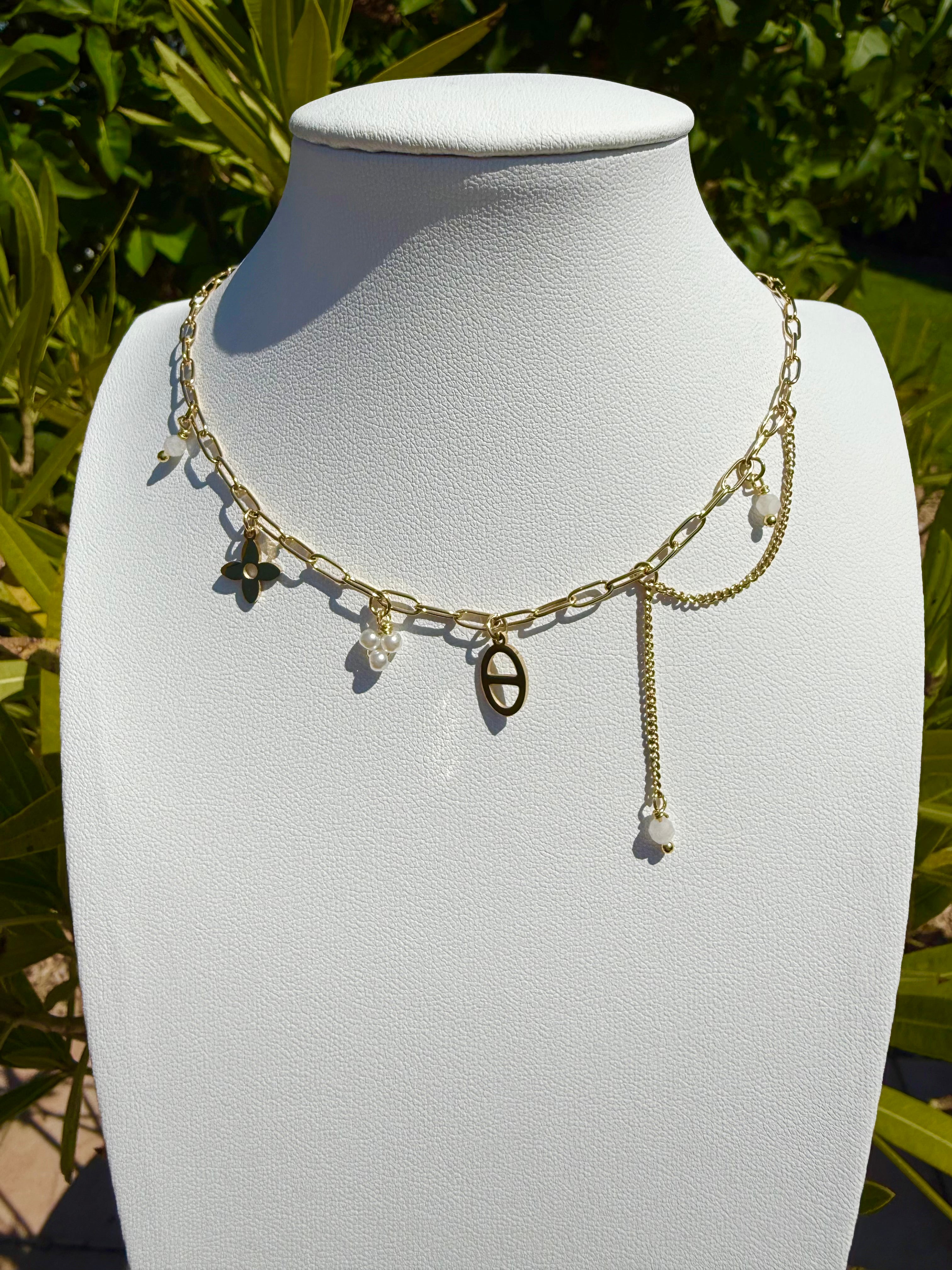 Collier breloques maille marine